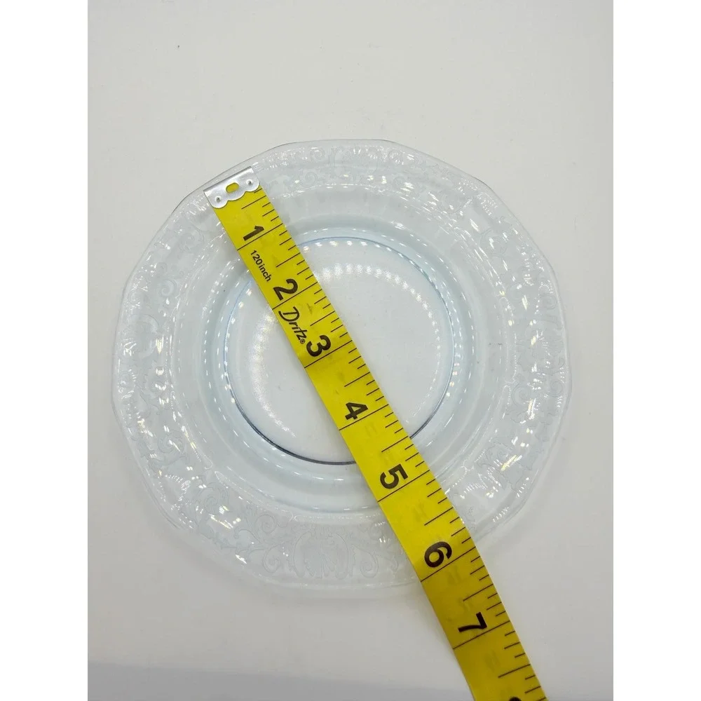 Vintage Fostoria Azure Versailles Pattern glass bread plates set of 5